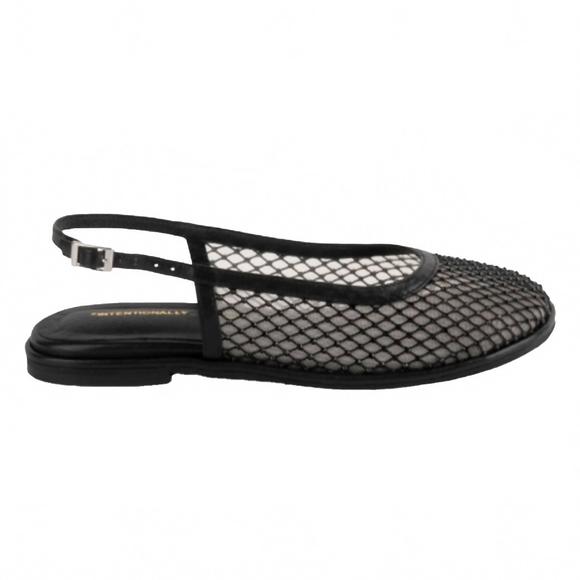 INTENTIONALLY BLANK Shoes - NEW INTENTIONALLY BLANK women anna mesh slingback ballet flat in black